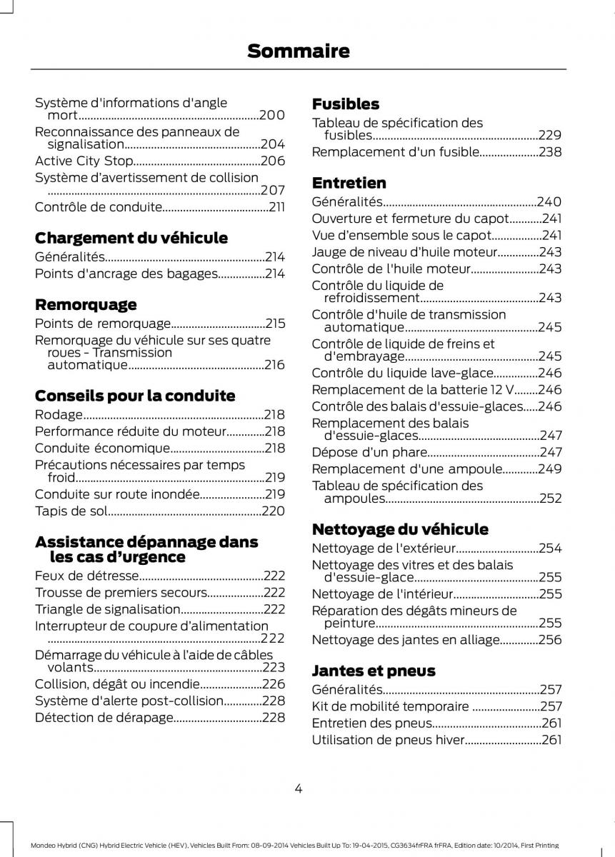 Ford Mondeo hybrid MKV MK5 manuel du proprietaire / page 6