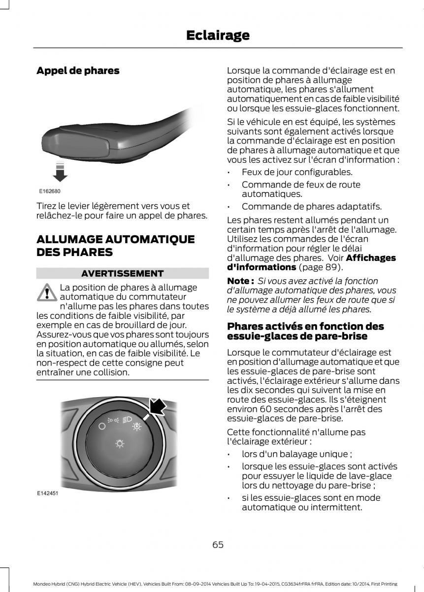 Ford Mondeo hybrid MKV MK5 manuel du proprietaire / page 67