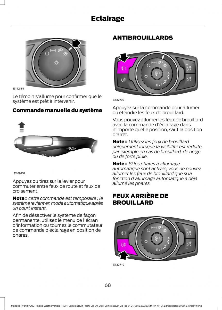 Ford Mondeo hybrid MKV MK5 manuel du proprietaire / page 70