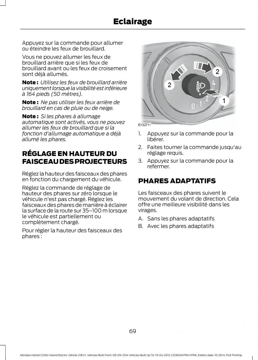 Ford Mondeo hybrid MKV MK5 manuel du proprietaire / page 71