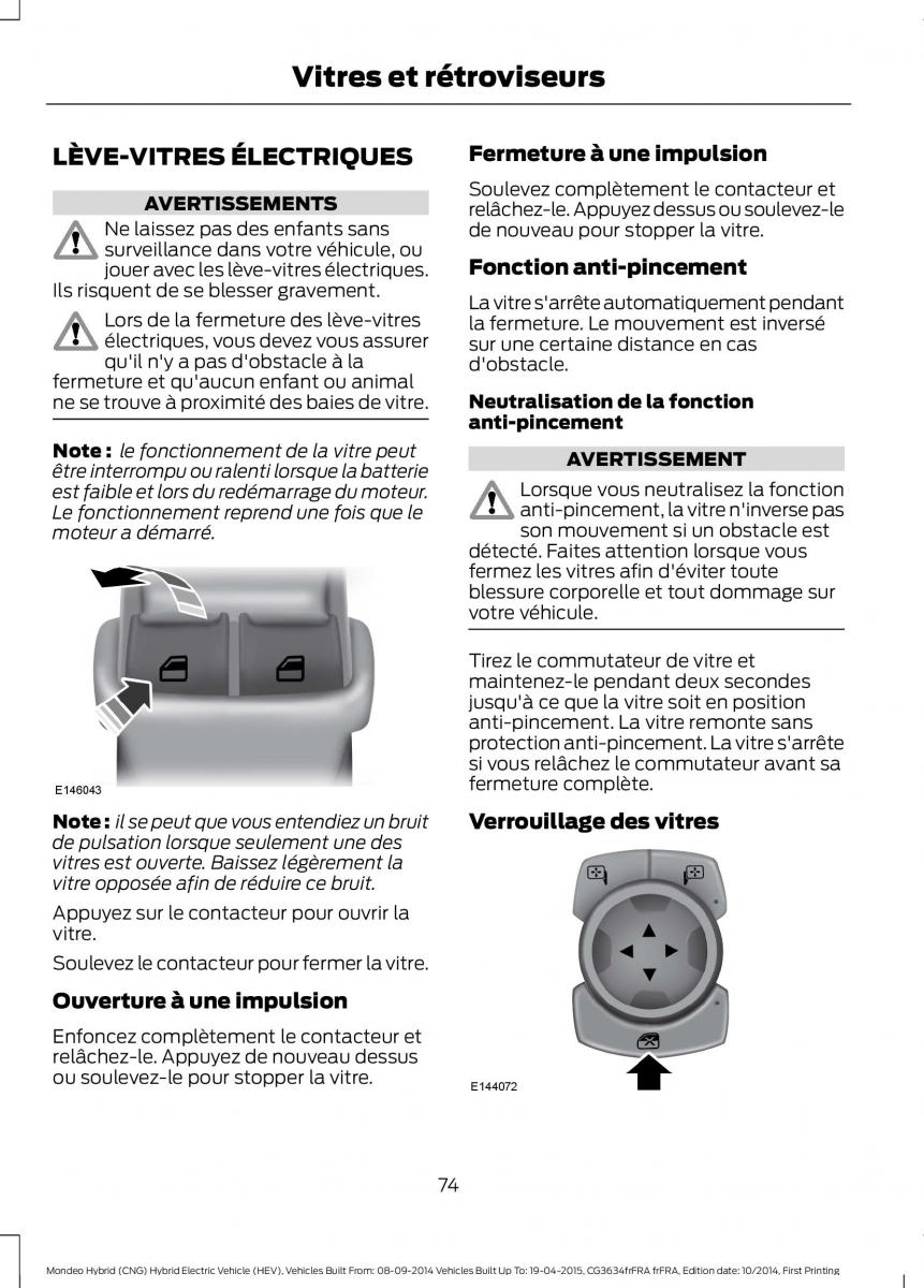 Ford Mondeo hybrid MKV MK5 manuel du proprietaire / page 76