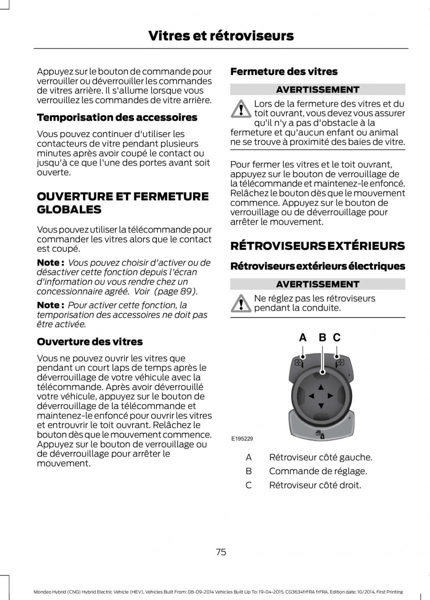 Ford Mondeo hybrid MKV MK5 manuel du proprietaire / page 77