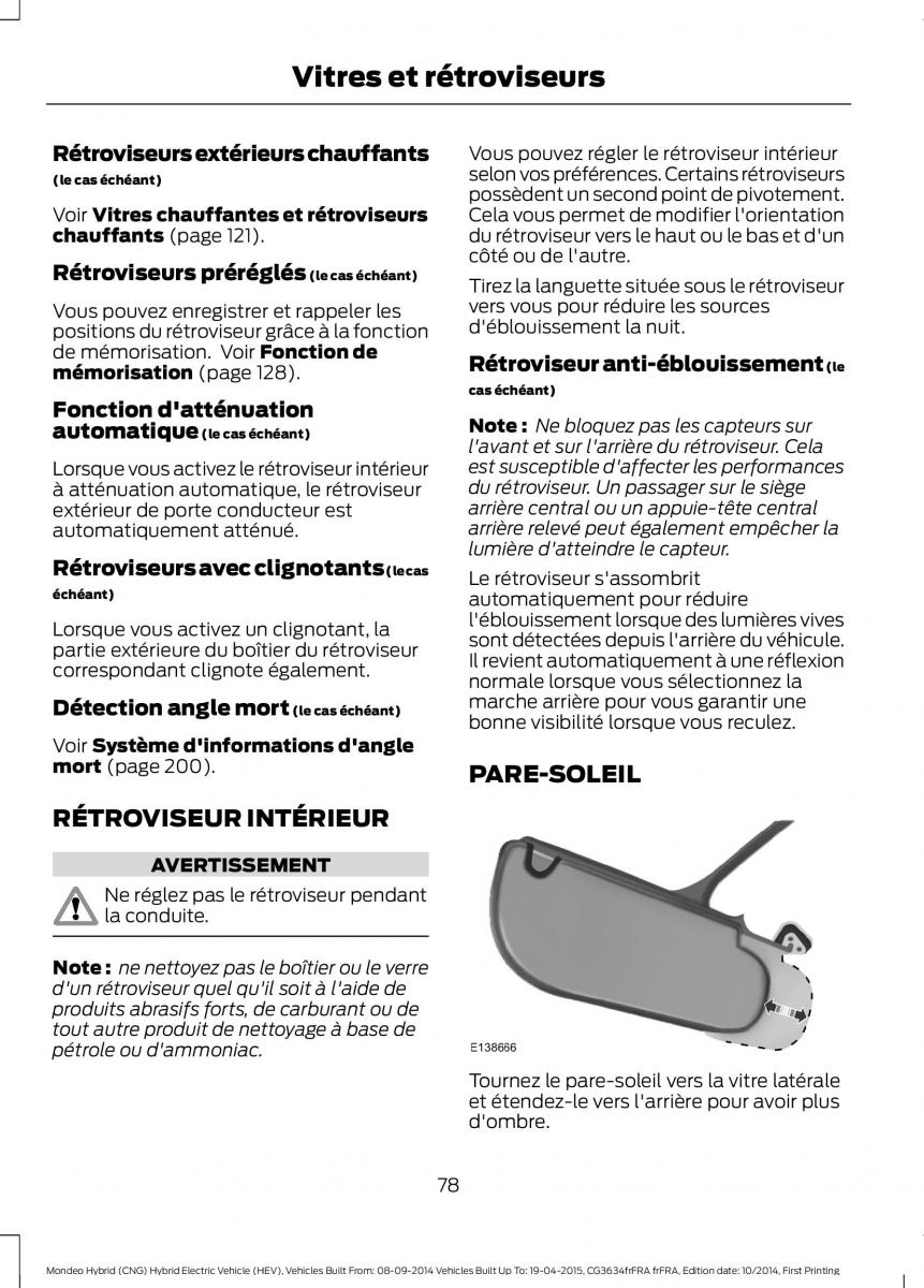 Ford Mondeo hybrid MKV MK5 manuel du proprietaire / page 80