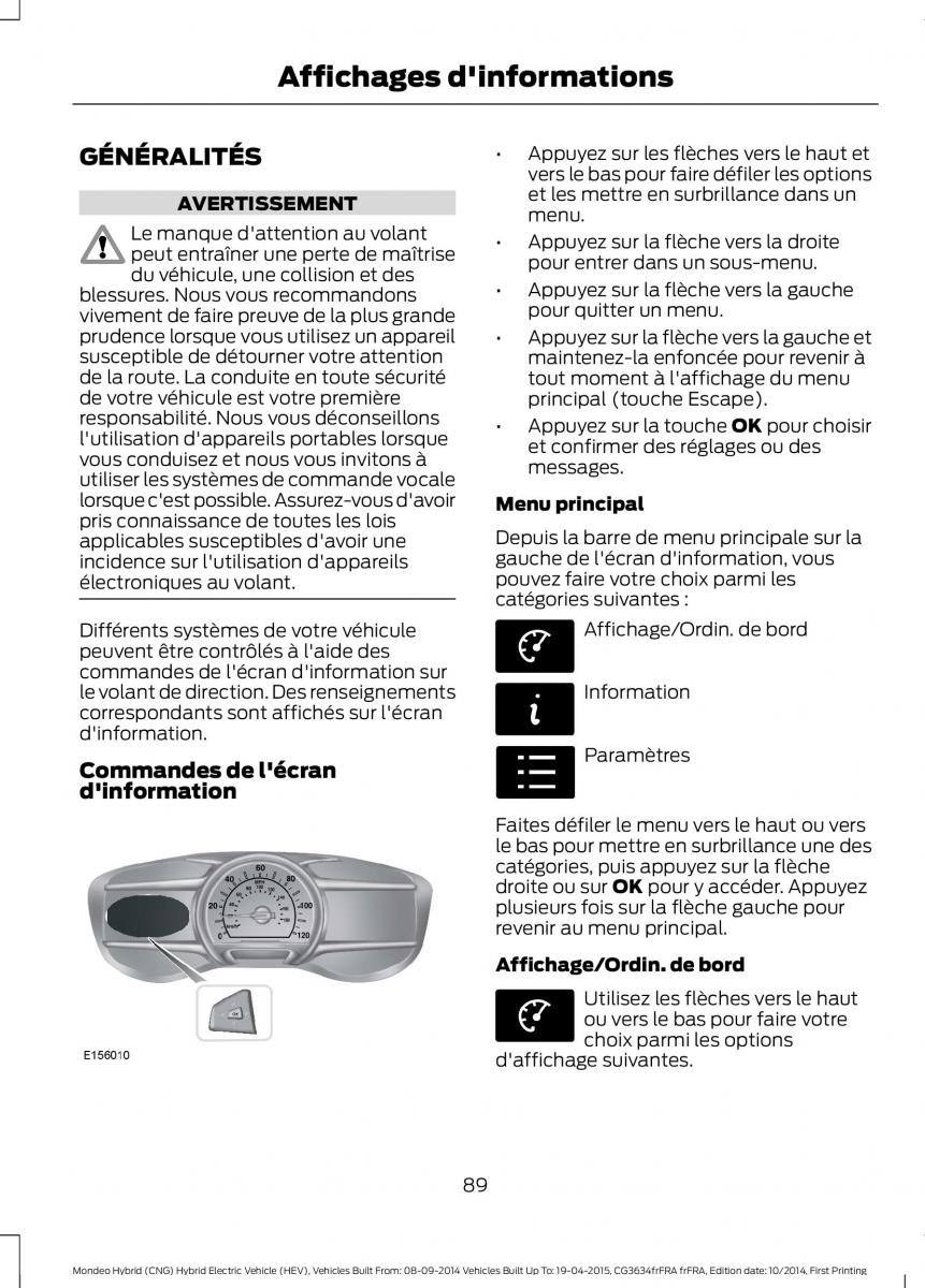 Ford Mondeo hybrid MKV MK5 manuel du proprietaire / page 91