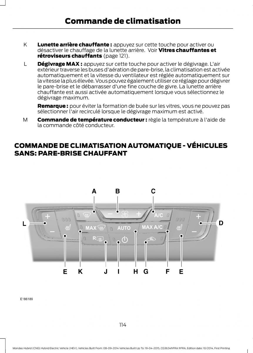 Ford Mondeo hybrid MKV MK5 manuel du proprietaire / page 116