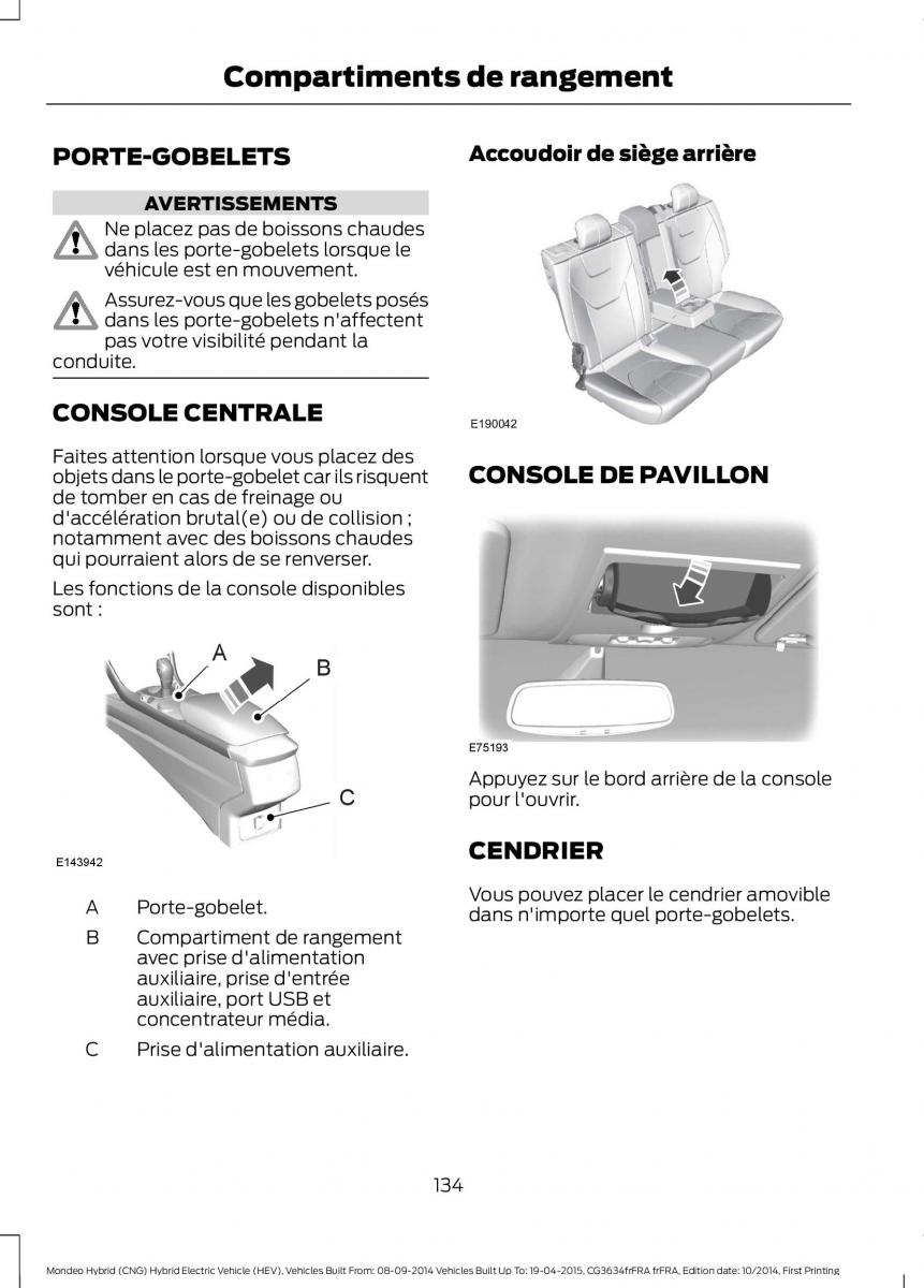 Ford Mondeo hybrid MKV MK5 manuel du proprietaire / page 136