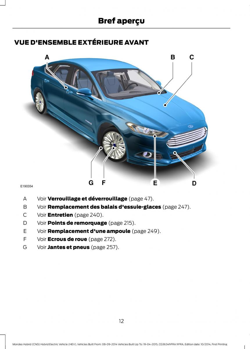 Ford Mondeo hybrid MKV MK5 manuel du proprietaire / page 14