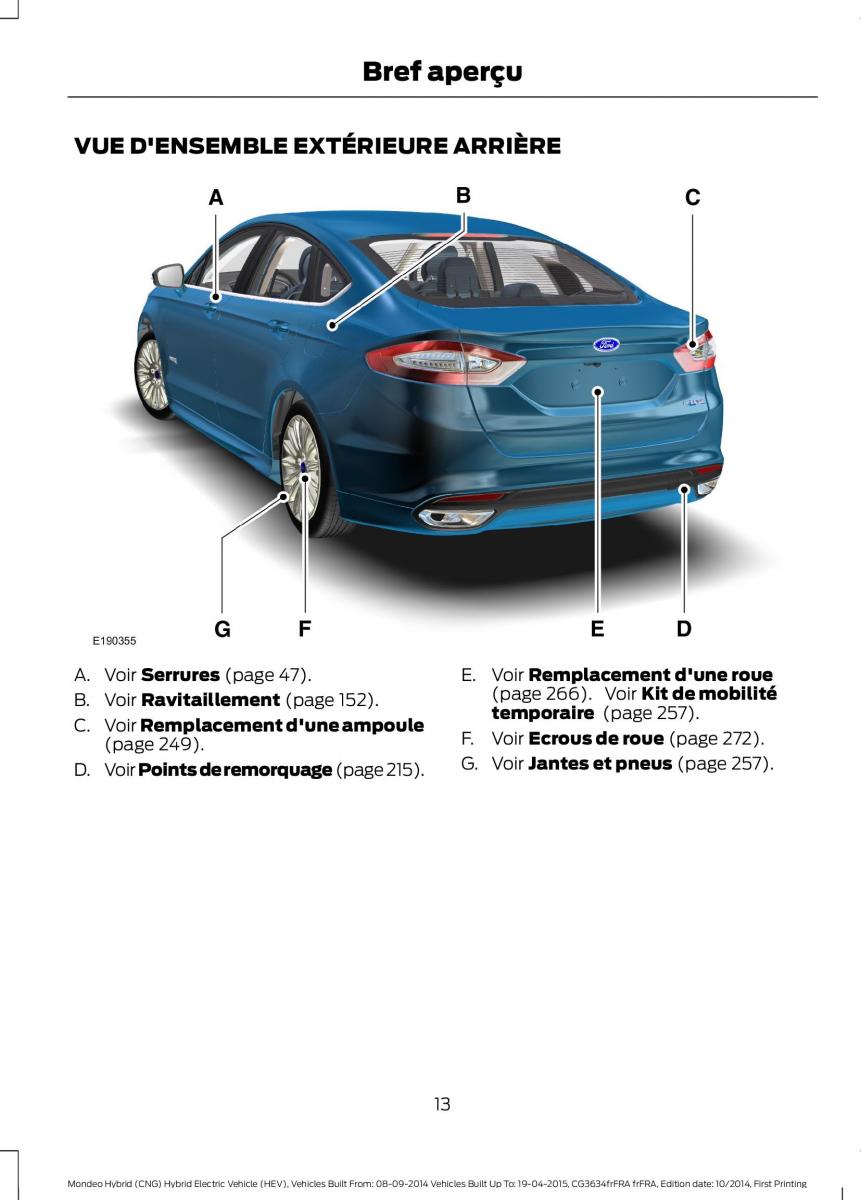 Ford Mondeo hybrid MKV MK5 manuel du proprietaire / page 15