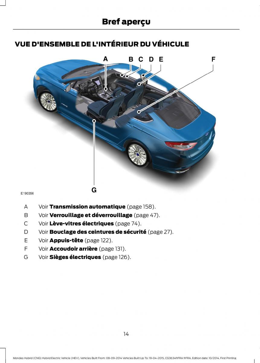 Ford Mondeo hybrid MKV MK5 manuel du proprietaire / page 16