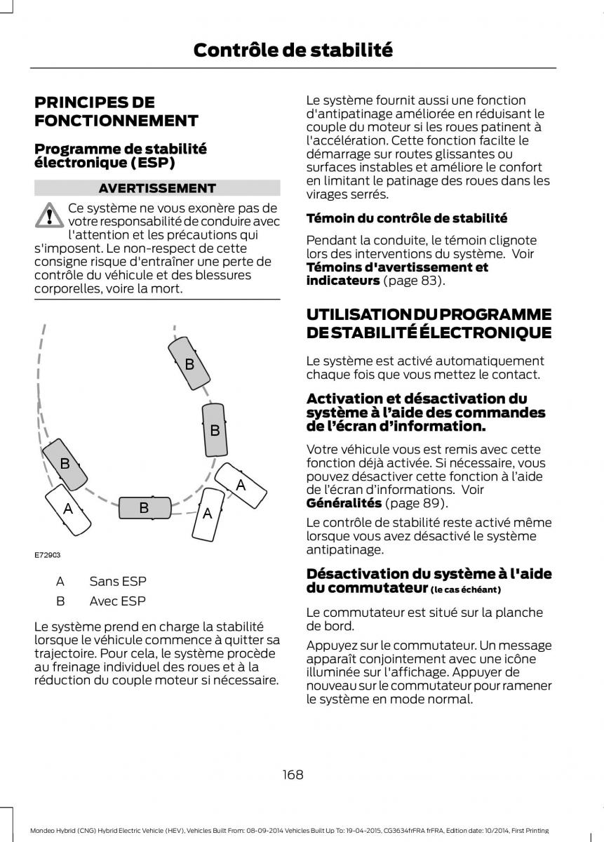 Ford Mondeo hybrid MKV MK5 manuel du proprietaire / page 170