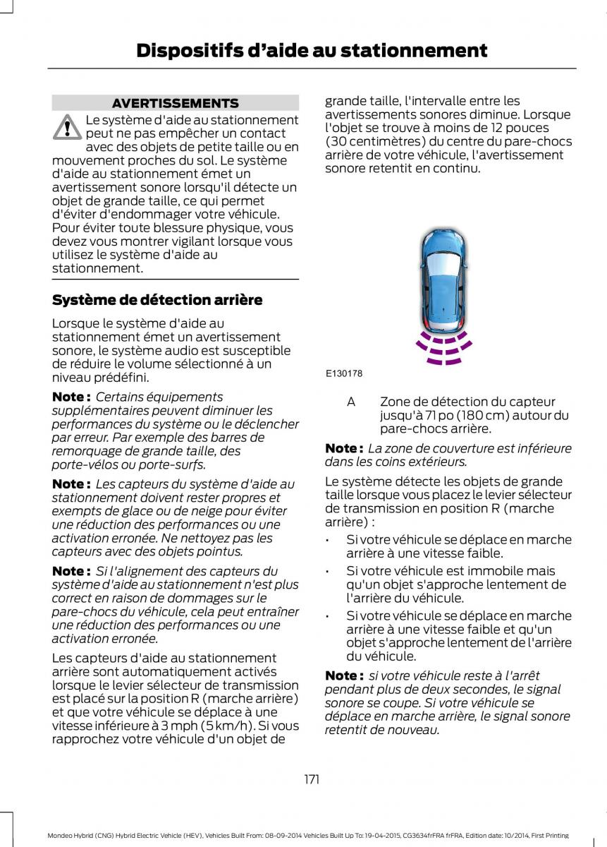 Ford Mondeo hybrid MKV MK5 manuel du proprietaire / page 173