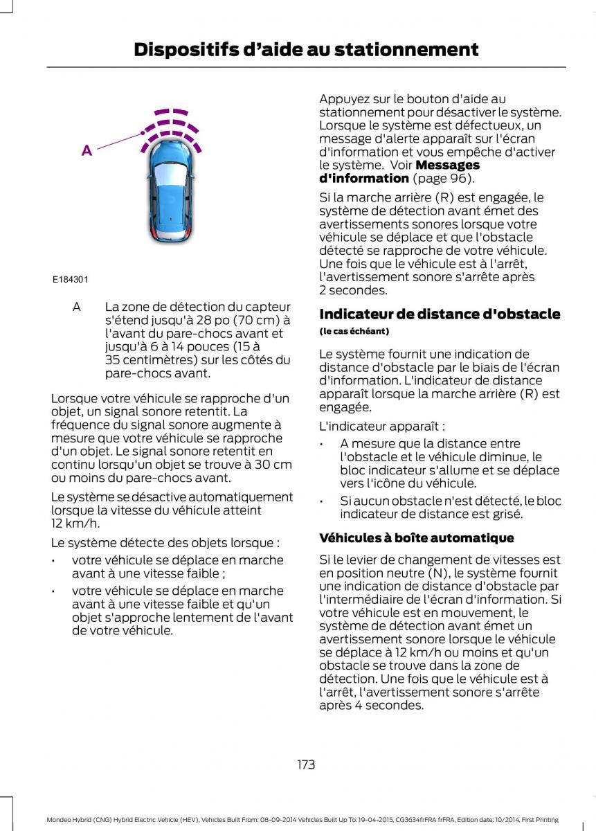 Ford Mondeo hybrid MKV MK5 manuel du proprietaire / page 175