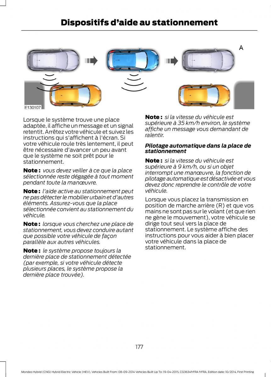 Ford Mondeo hybrid MKV MK5 manuel du proprietaire / page 179