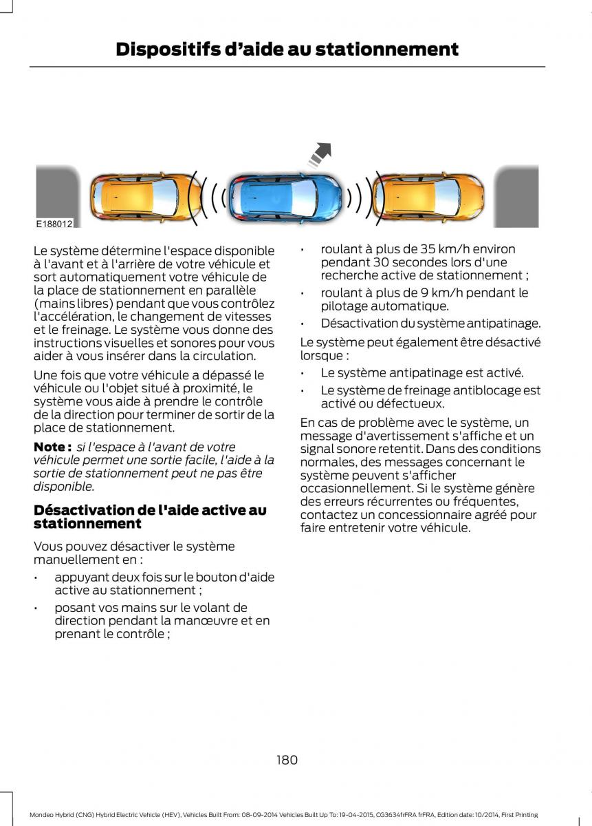 Ford Mondeo hybrid MKV MK5 manuel du proprietaire / page 182