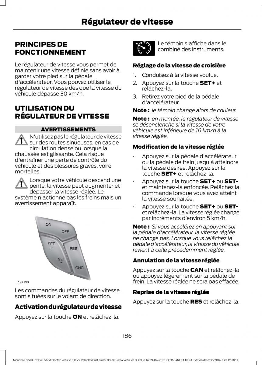 Ford Mondeo hybrid MKV MK5 manuel du proprietaire / page 188