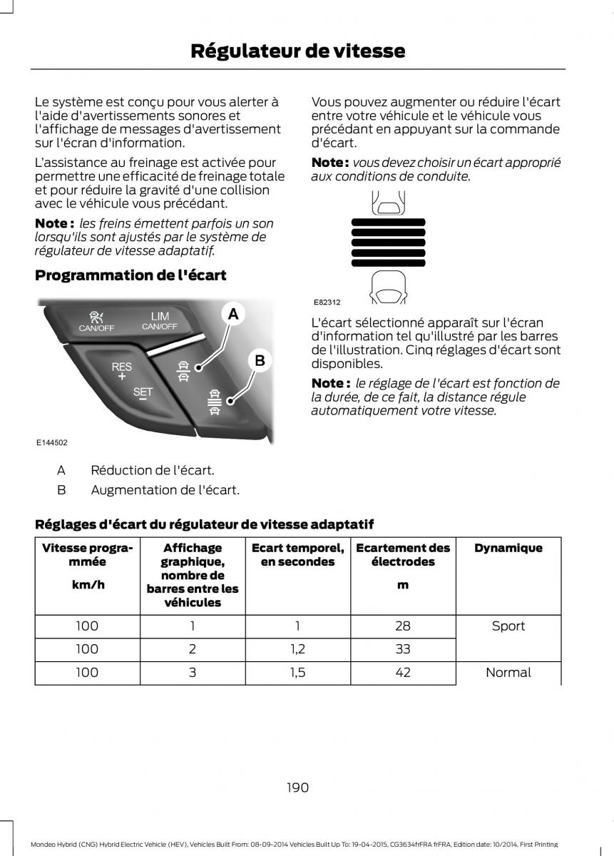 Ford Mondeo hybrid MKV MK5 manuel du proprietaire / page 192