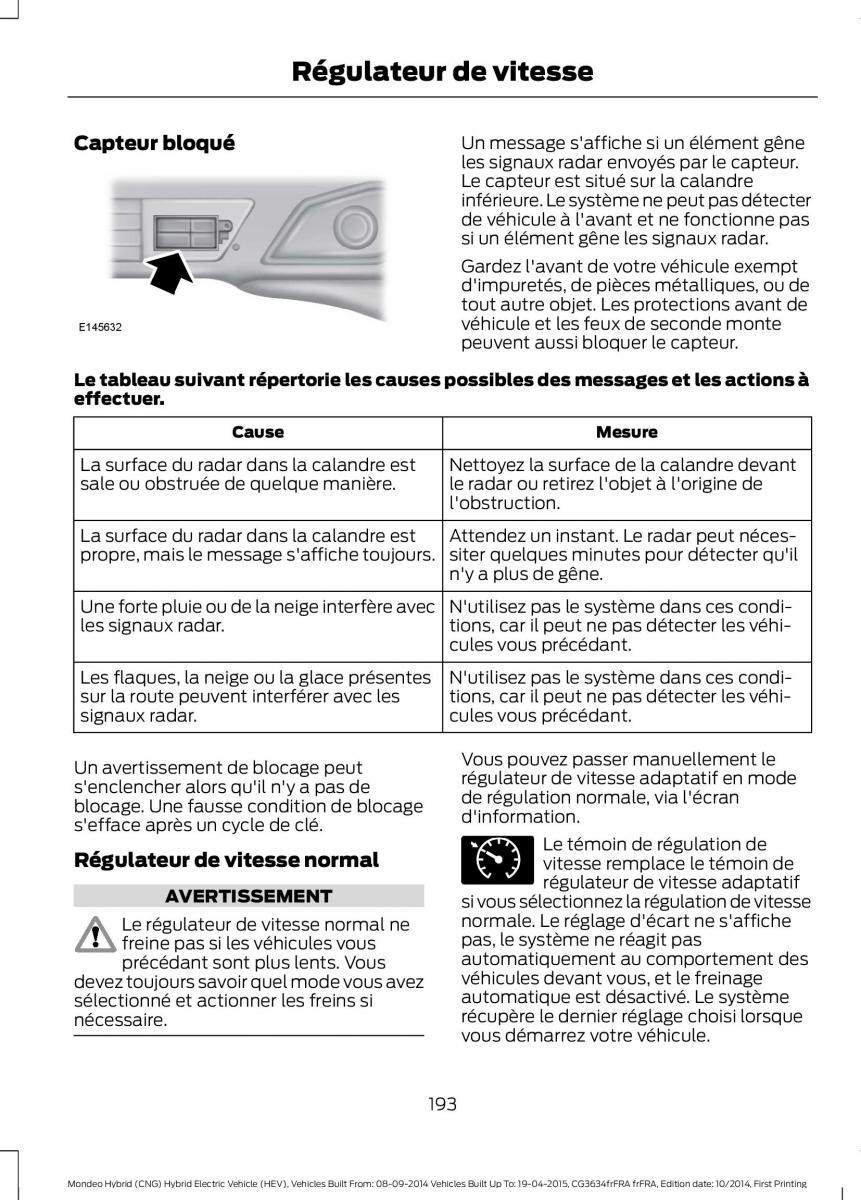 Ford Mondeo hybrid MKV MK5 manuel du proprietaire / page 195