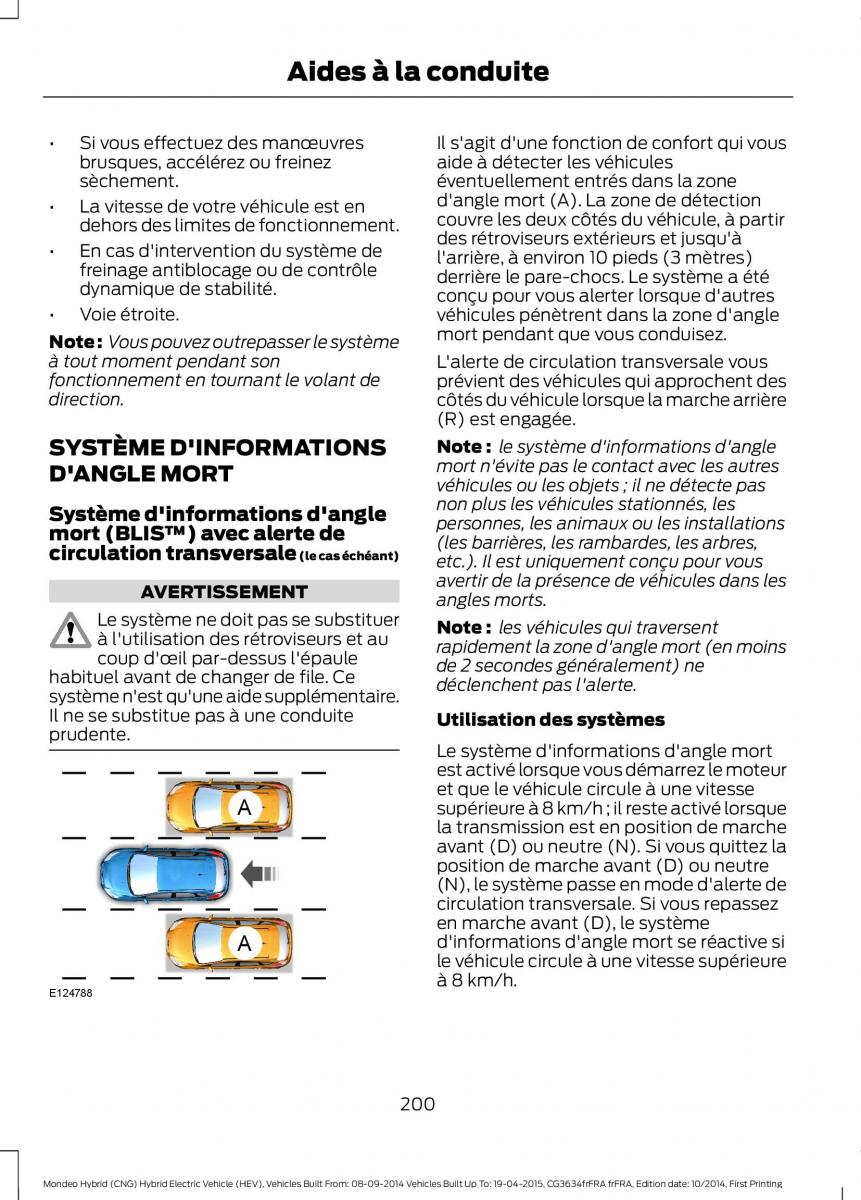 Ford Mondeo hybrid MKV MK5 manuel du proprietaire / page 202