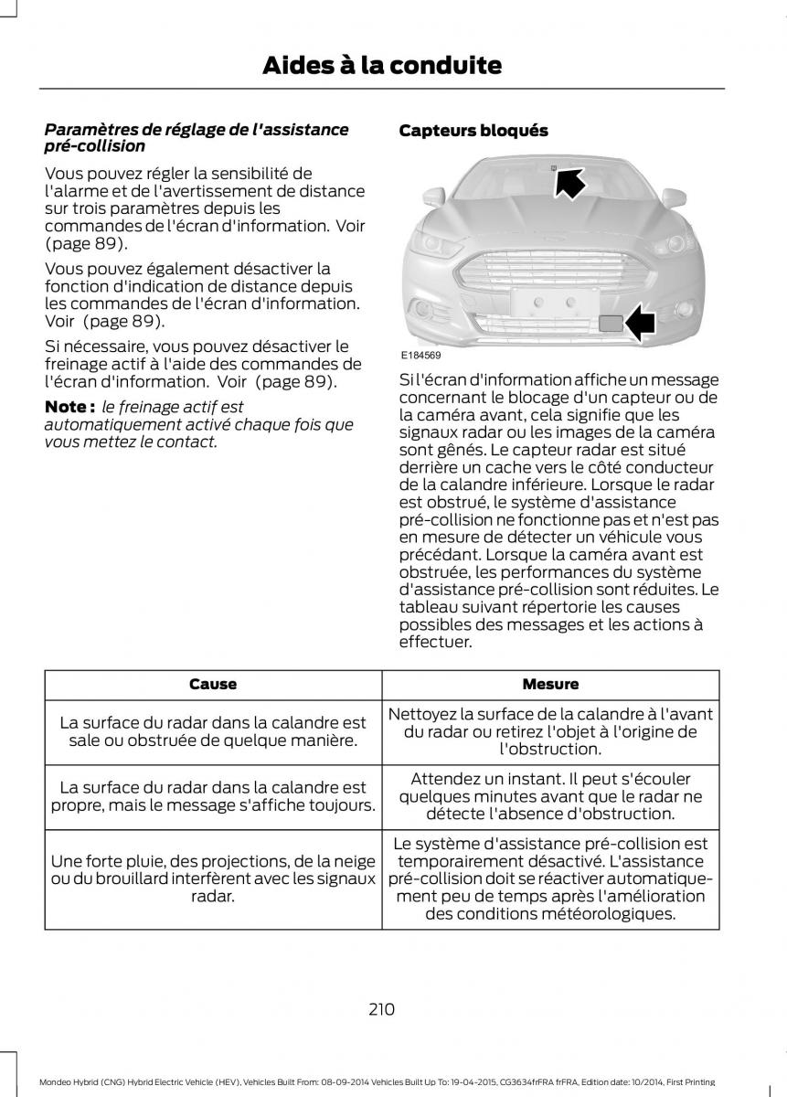 Ford Mondeo hybrid MKV MK5 manuel du proprietaire / page 212