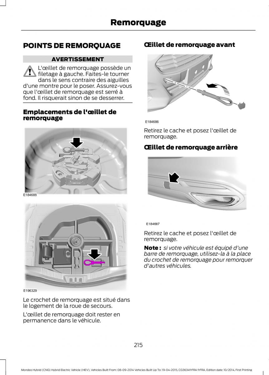 Ford Mondeo hybrid MKV MK5 manuel du proprietaire / page 217