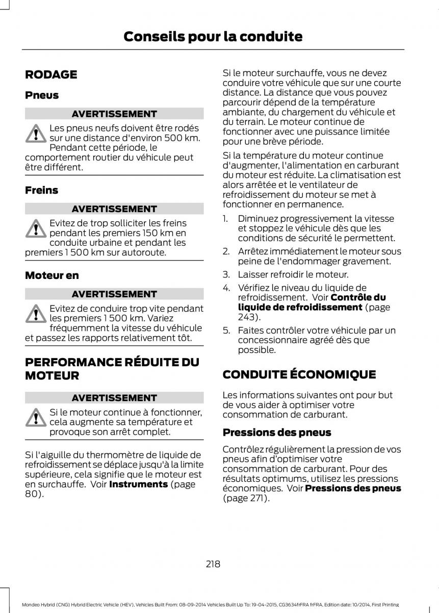 Ford Mondeo hybrid MKV MK5 manuel du proprietaire / page 220