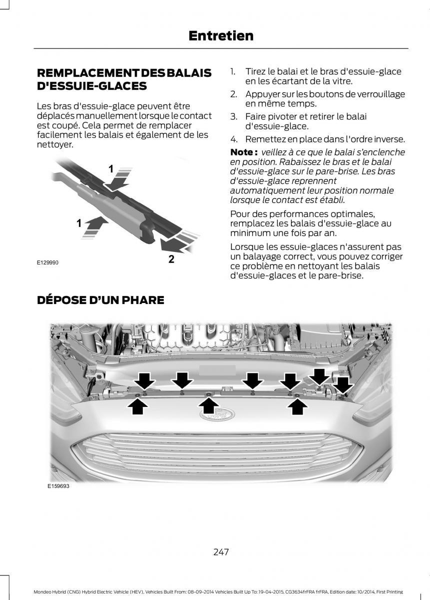 Ford Mondeo hybrid MKV MK5 manuel du proprietaire / page 249