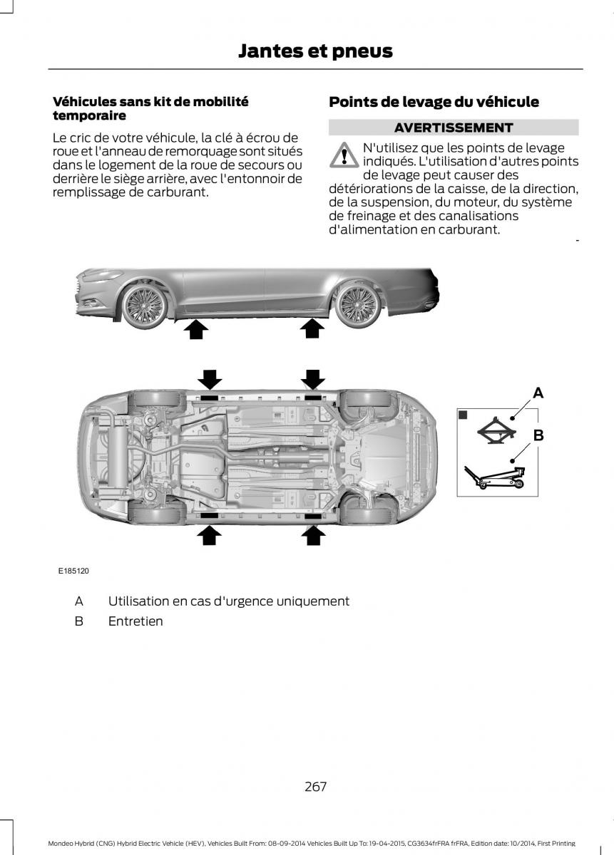 Ford Mondeo hybrid MKV MK5 manuel du proprietaire / page 269