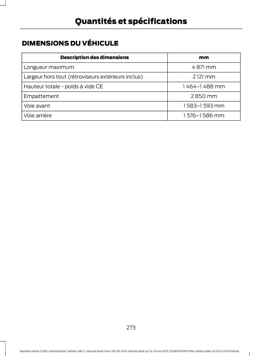 Ford Mondeo hybrid MKV MK5 manuel du proprietaire / page 275