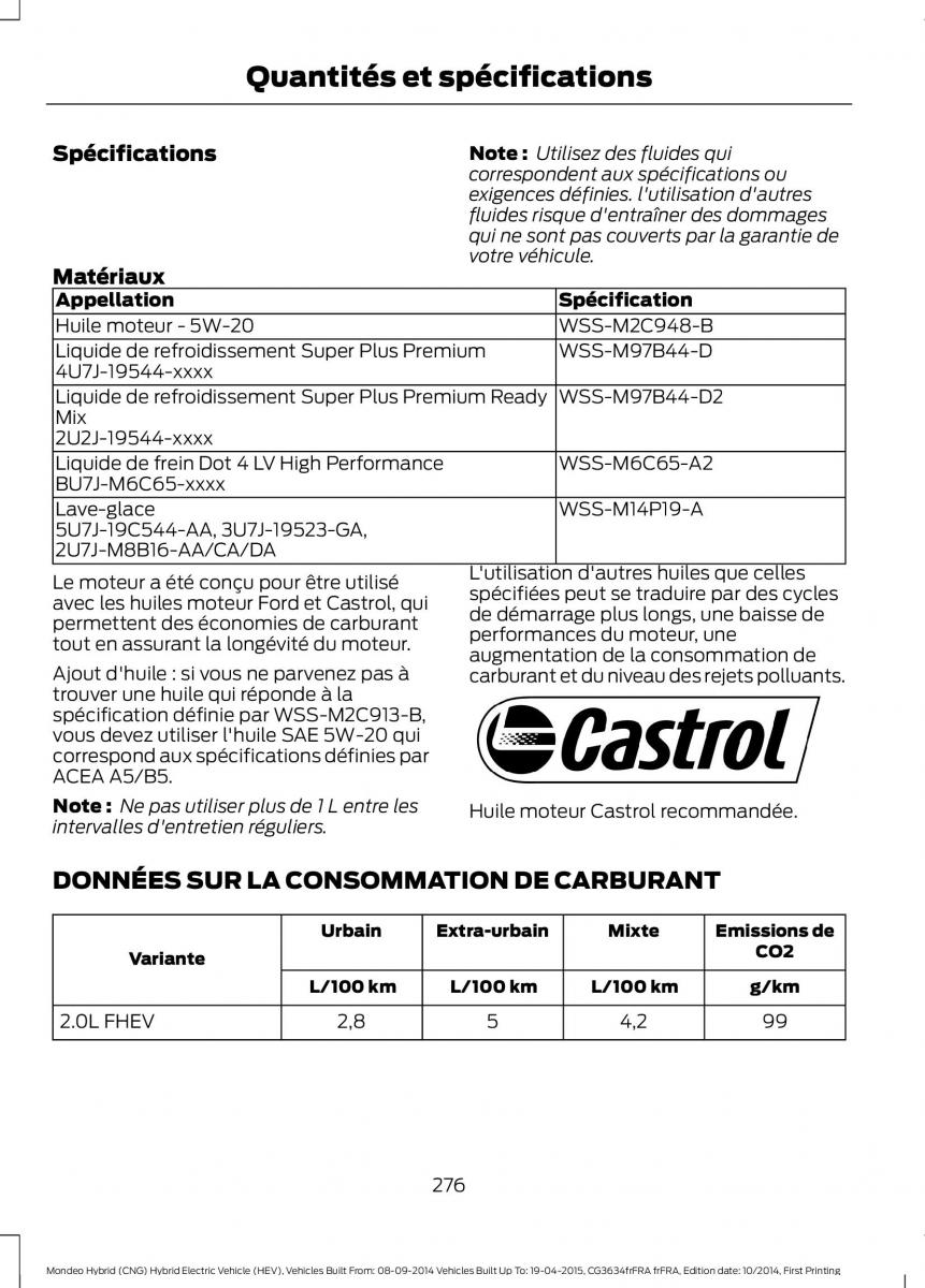 Ford Mondeo hybrid MKV MK5 manuel du proprietaire / page 278