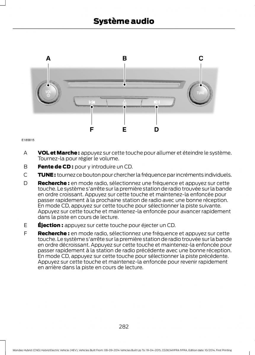 Ford Mondeo hybrid MKV MK5 manuel du proprietaire / page 284