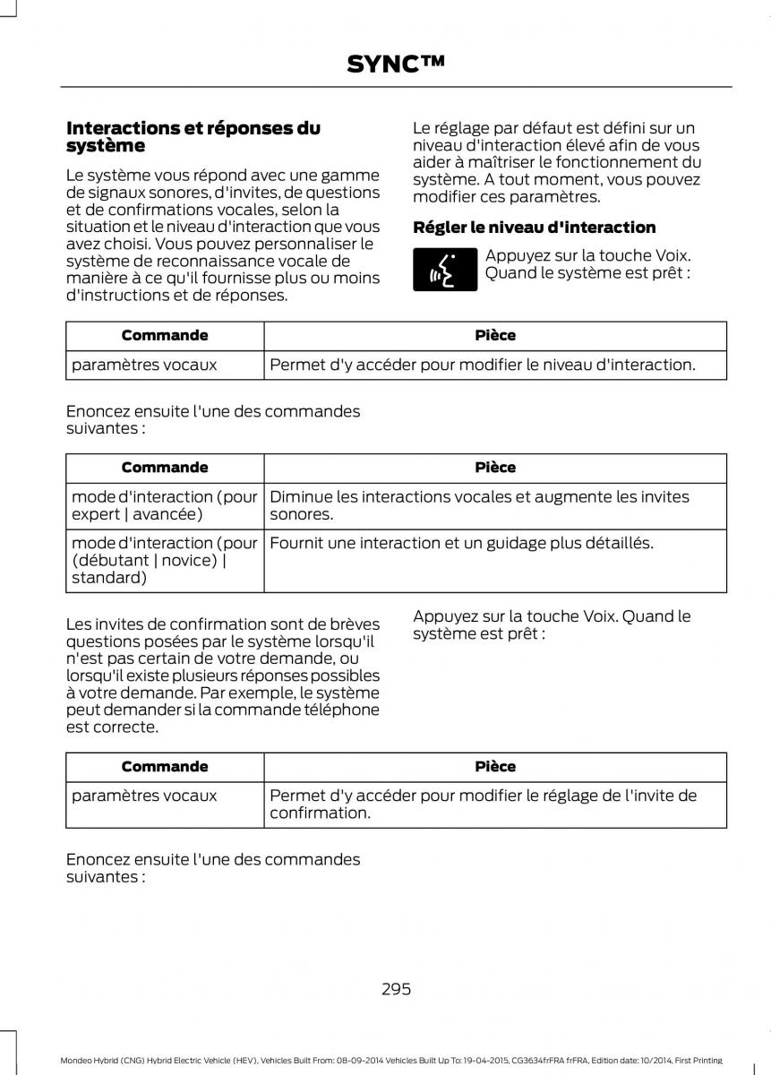 Ford Mondeo hybrid MKV MK5 manuel du proprietaire / page 297