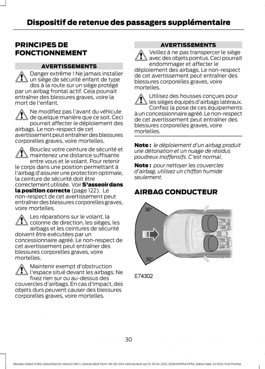 Ford Mondeo hybrid MKV MK5 manuel du proprietaire / page 32