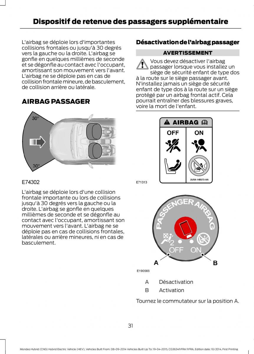 Ford Mondeo hybrid MKV MK5 manuel du proprietaire / page 33