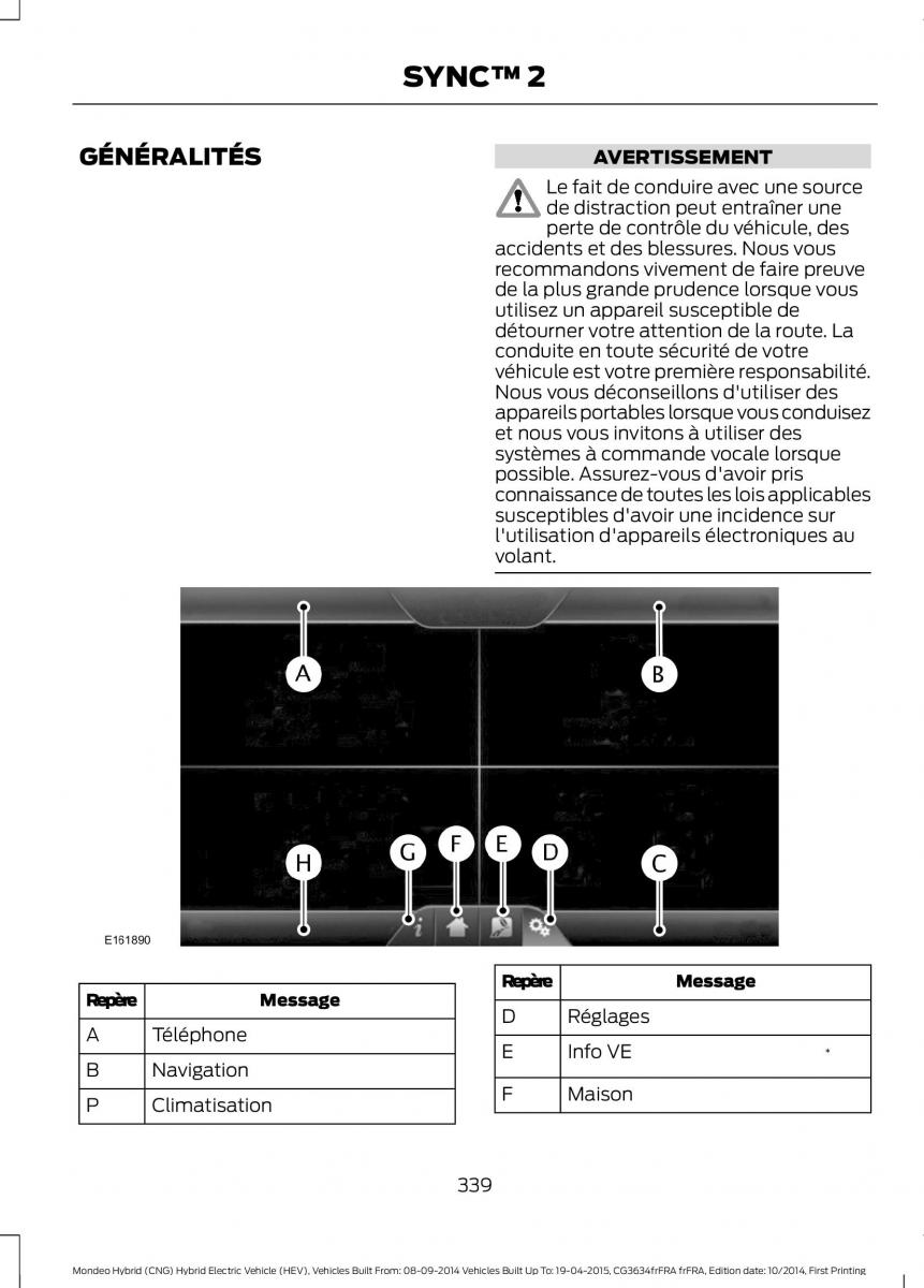 Ford Mondeo hybrid MKV MK5 manuel du proprietaire / page 341