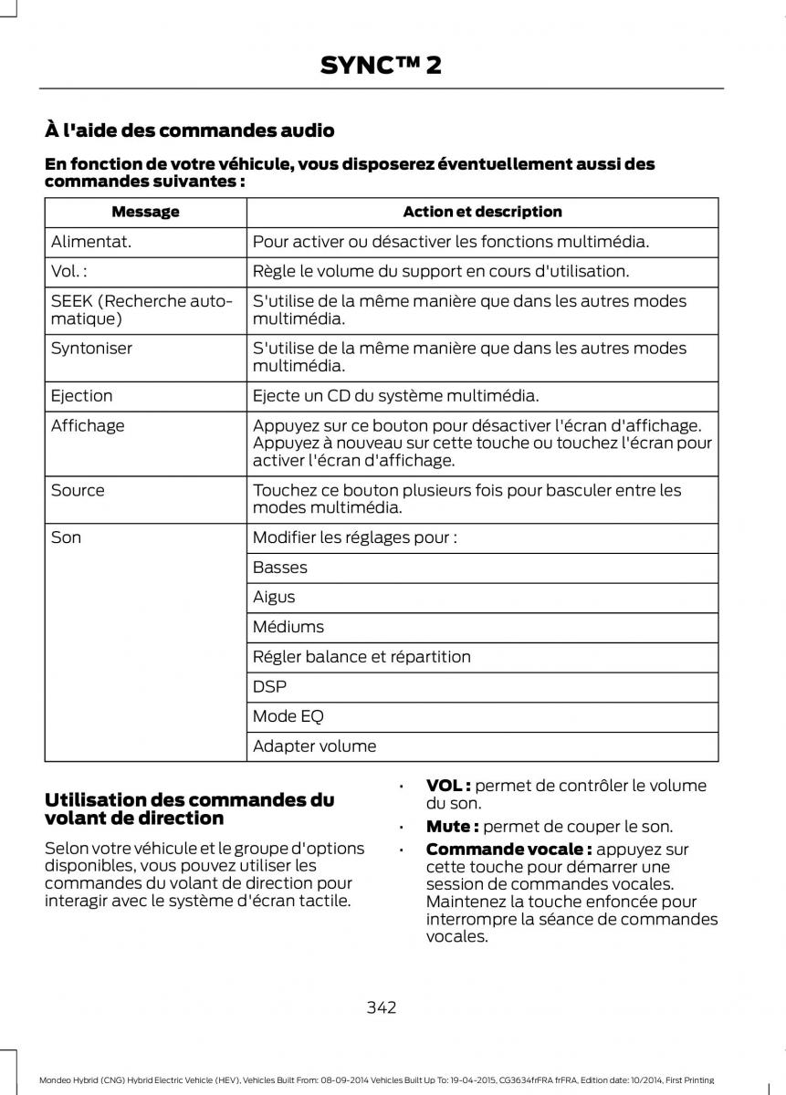 Ford Mondeo hybrid MKV MK5 manuel du proprietaire / page 344