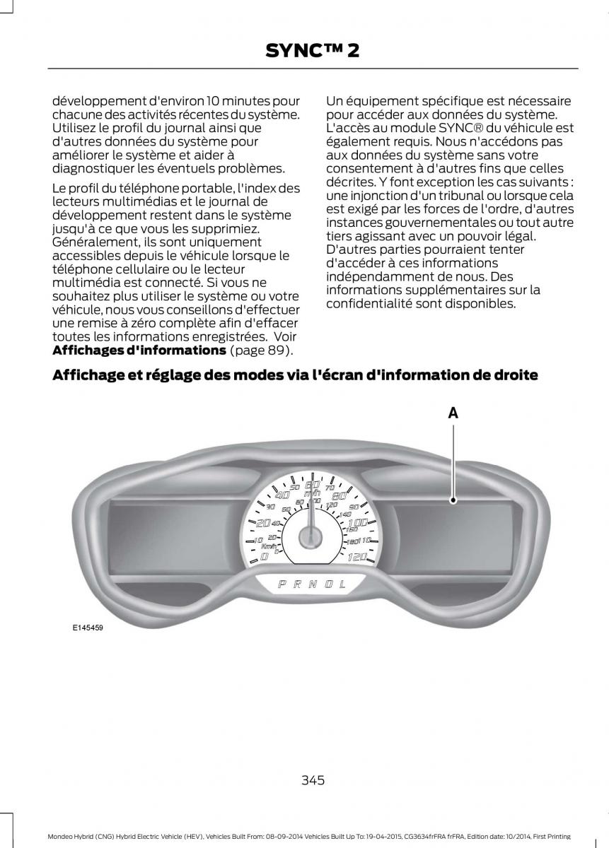 Ford Mondeo hybrid MKV MK5 manuel du proprietaire / page 347