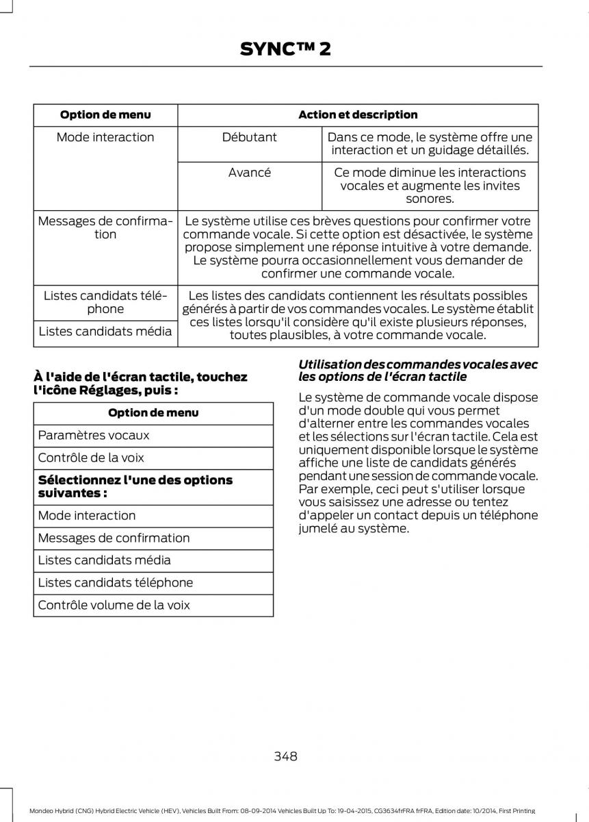 Ford Mondeo hybrid MKV MK5 manuel du proprietaire / page 350