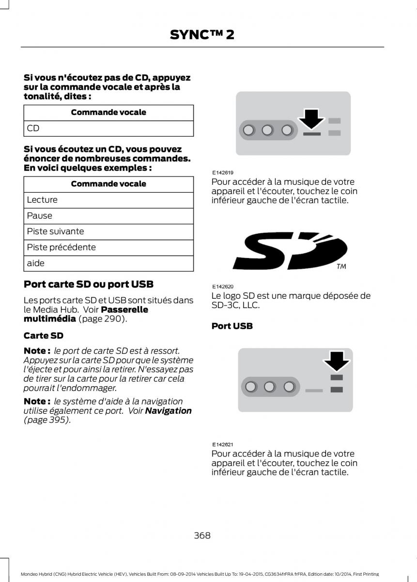 Ford Mondeo hybrid MKV MK5 manuel du proprietaire / page 370