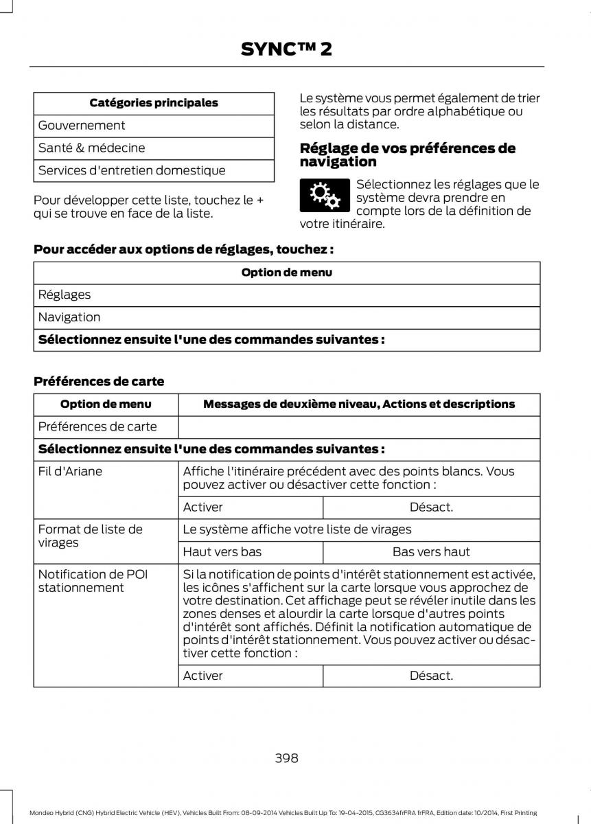 Ford Mondeo hybrid MKV MK5 manuel du proprietaire / page 400