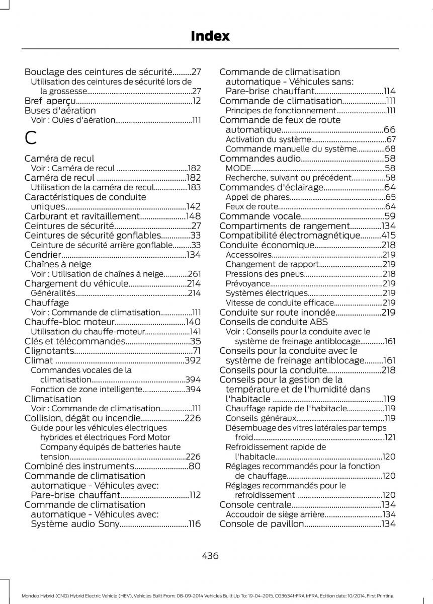 Ford Mondeo hybrid MKV MK5 manuel du proprietaire / page 438