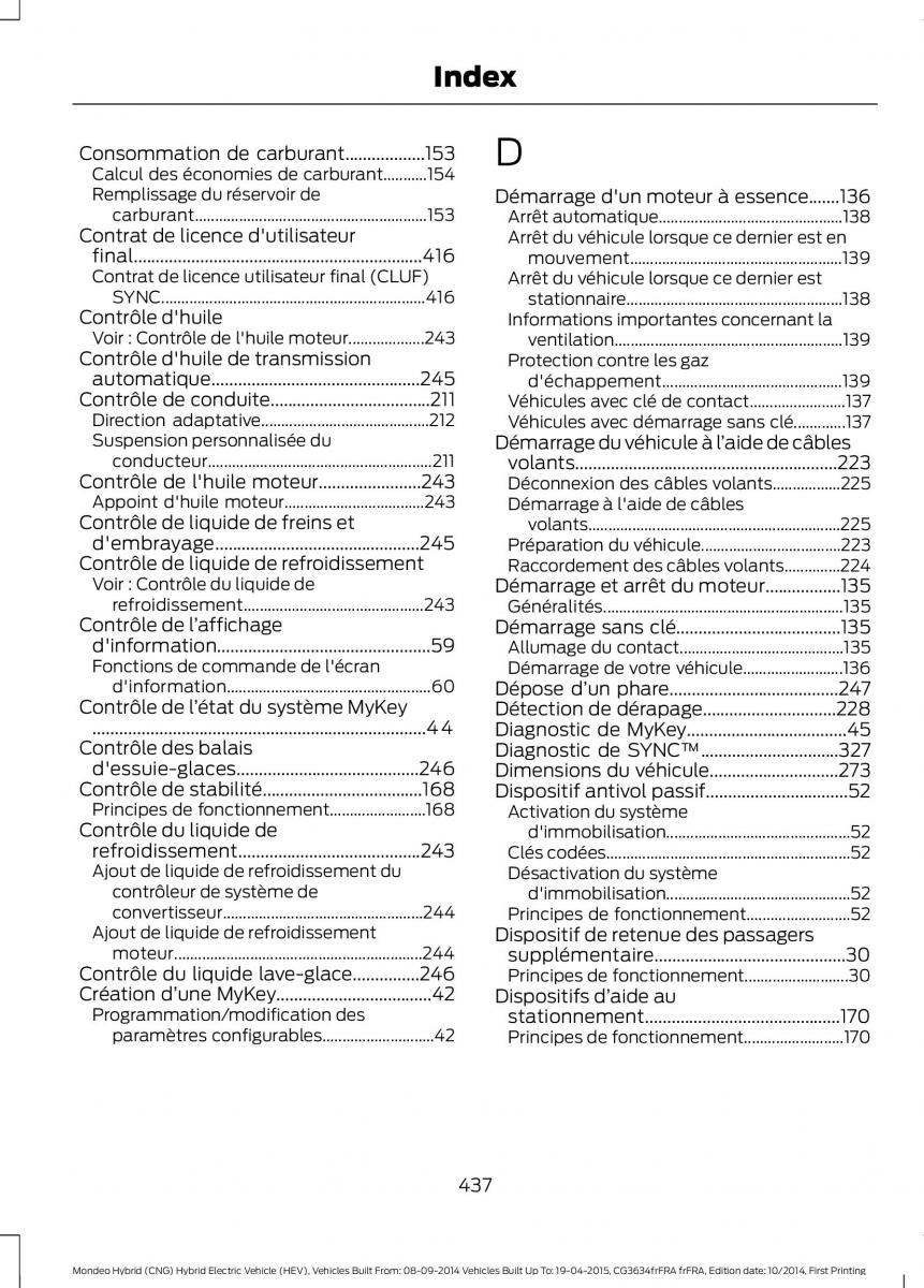 Ford Mondeo hybrid MKV MK5 manuel du proprietaire / page 439