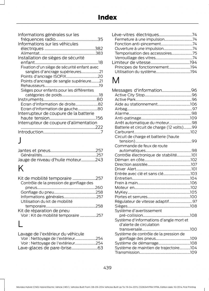 Ford Mondeo hybrid MKV MK5 manuel du proprietaire / page 441