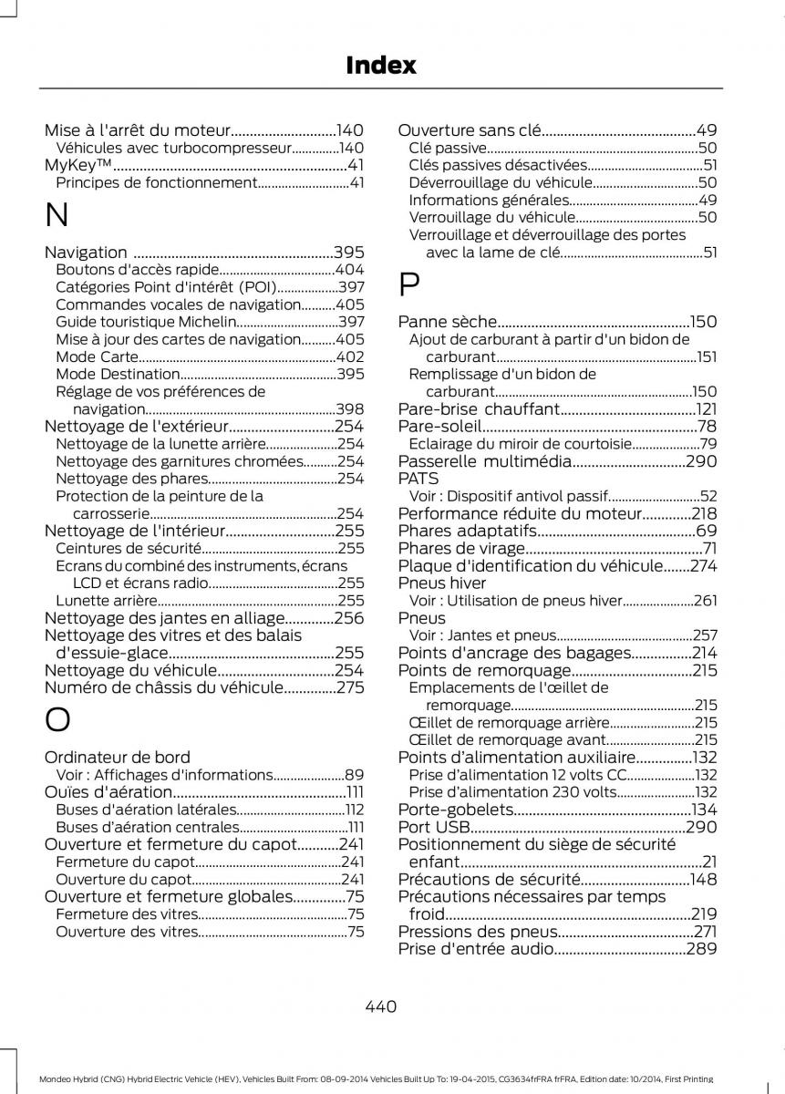 Ford Mondeo hybrid MKV MK5 manuel du proprietaire / page 442