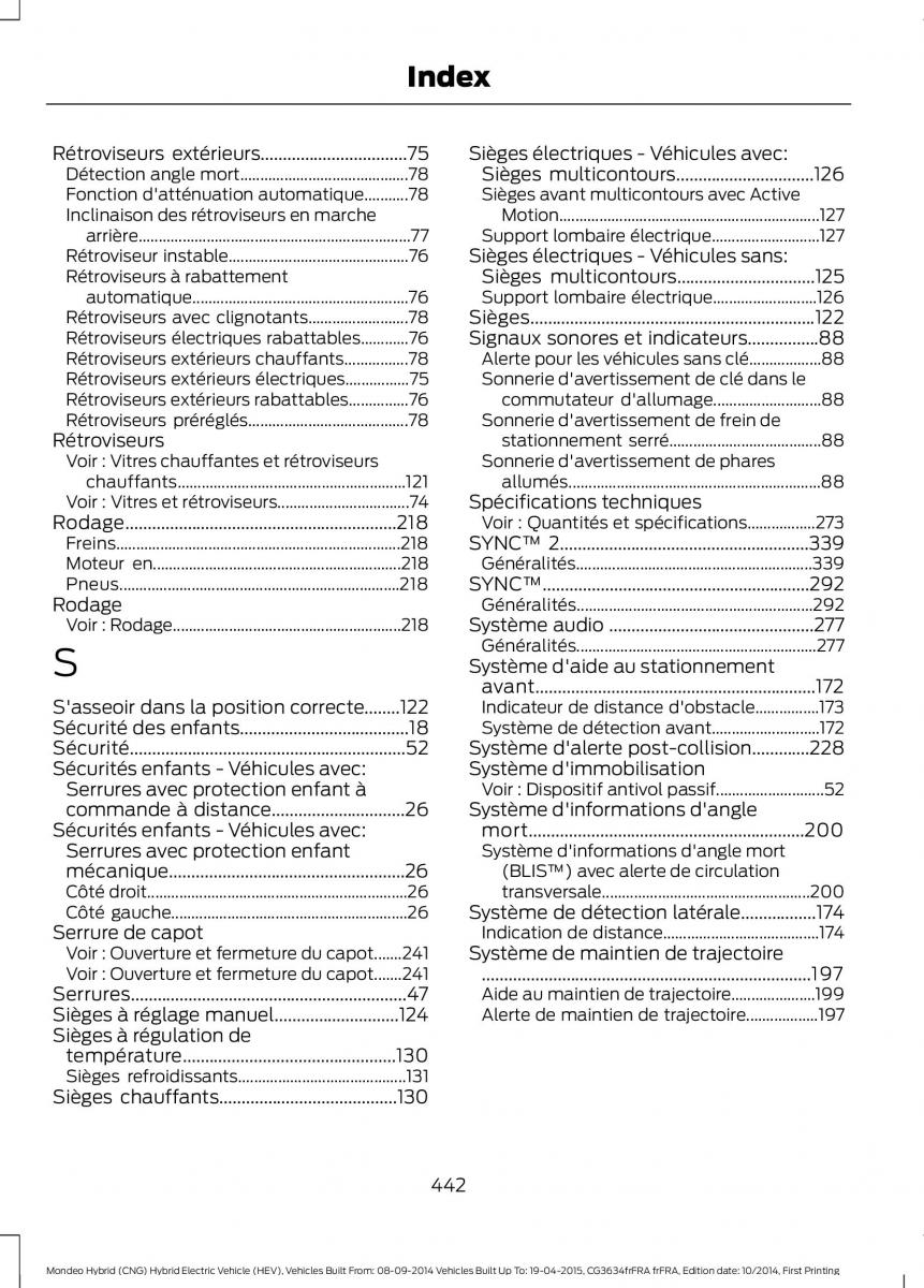 Ford Mondeo hybrid MKV MK5 manuel du proprietaire / page 444