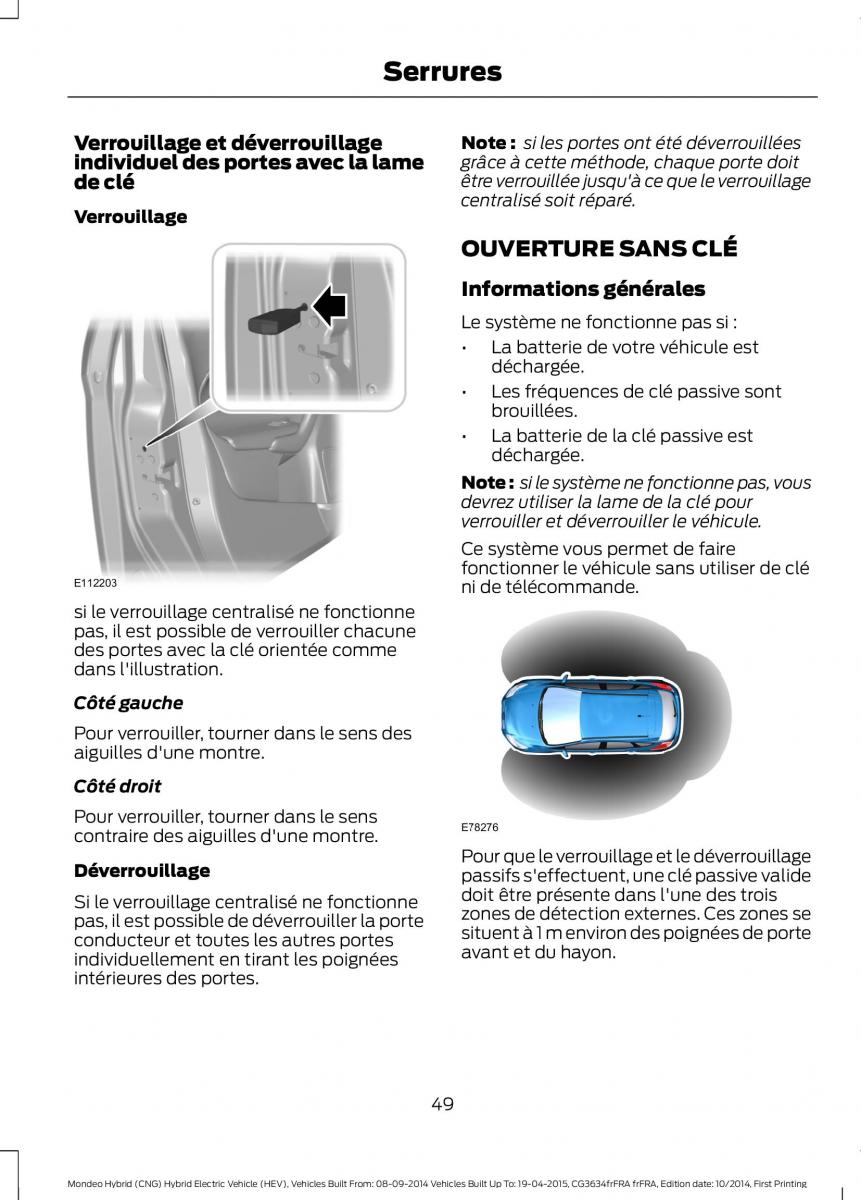 Ford Mondeo hybrid MKV MK5 manuel du proprietaire / page 51