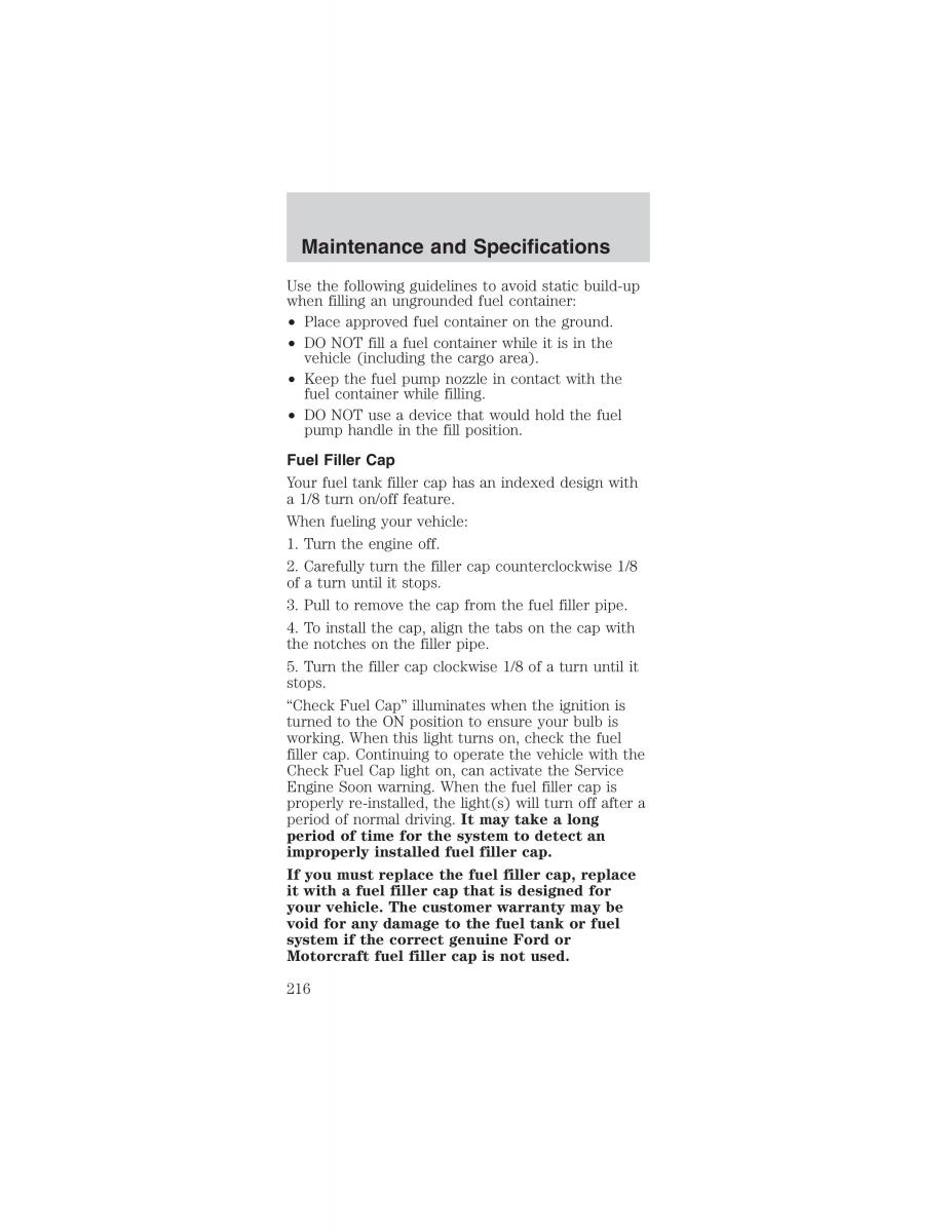 Ford Mustang IV 4 owners manual / page 216