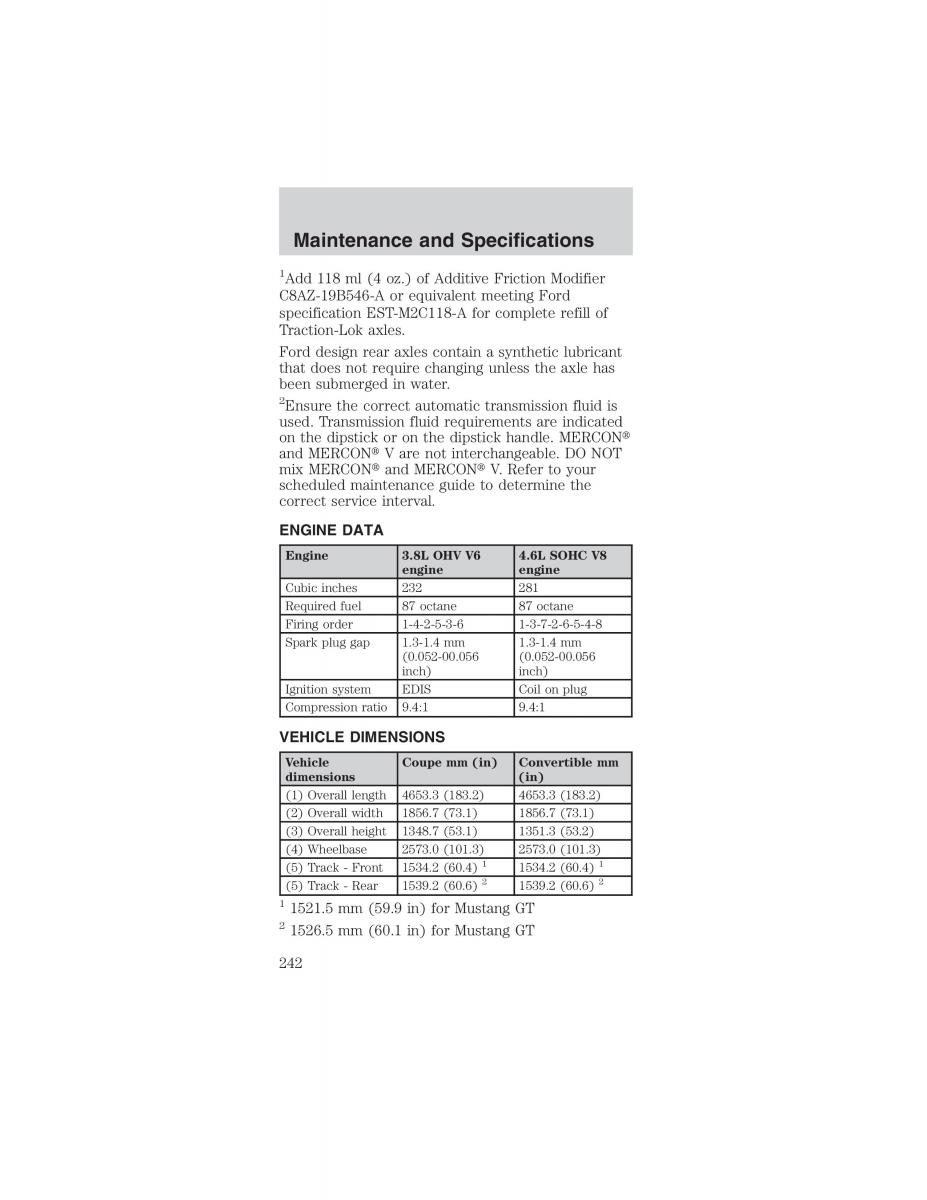 Ford Mustang IV 4 owners manual / page 242