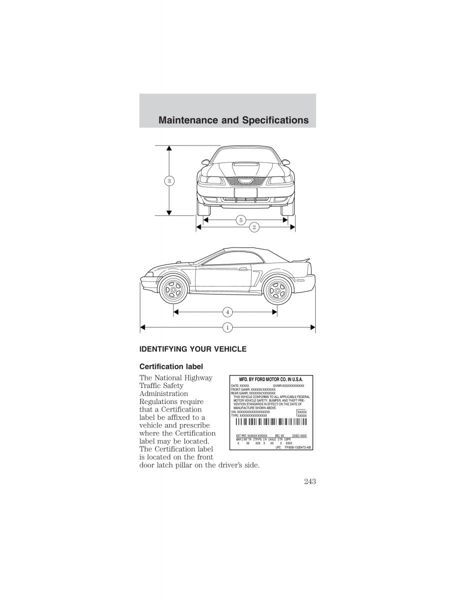 Ford Mustang IV 4 owners manual / page 243