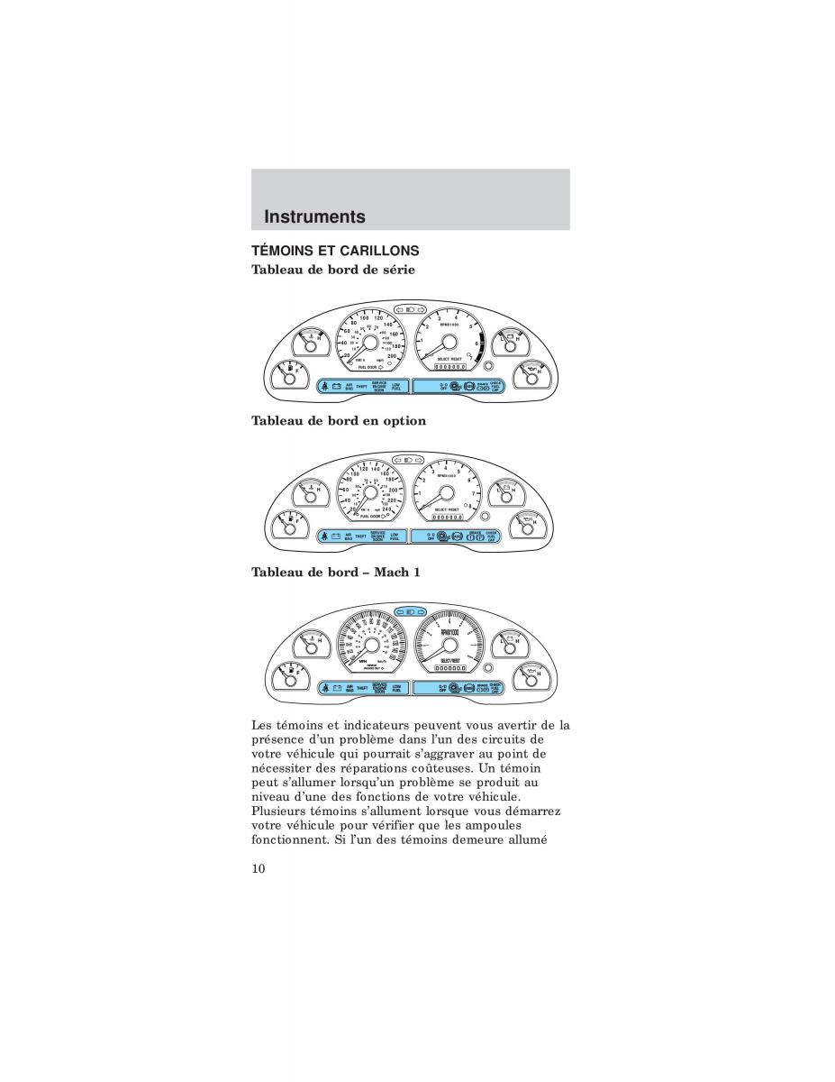 Ford Mustang IV 4 manuel du proprietaire / page 10