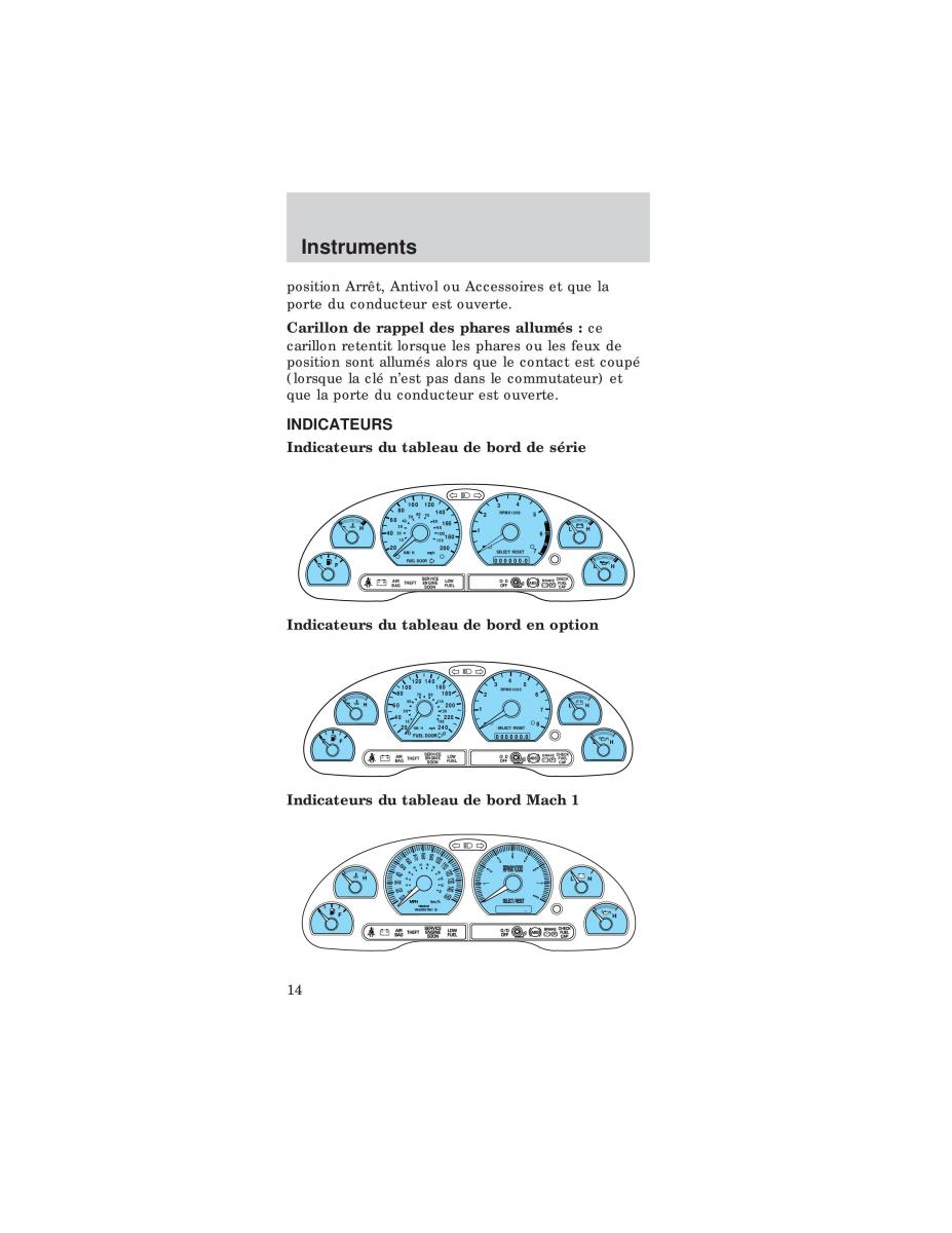 Ford Mustang IV 4 manuel du proprietaire / page 14